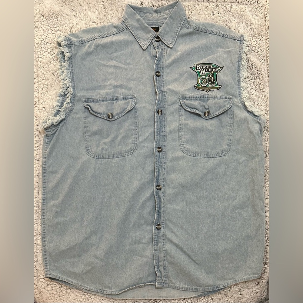 Blue Denim Sleeveless Daytona Beach Bike Week Vest 2013